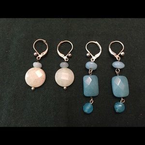 Sterling and Stone Earrings- 2 Pair. Polished EUC